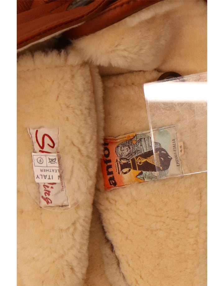 Anfor Veste en peau de mouton coupe ample pour femme IT 44 en peau de mouton marron moyen