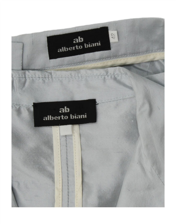 Alberto Biani Ensemble jupe 2 pièces 3 boutons pour femme IT 42 Medium W26 Soie bleue