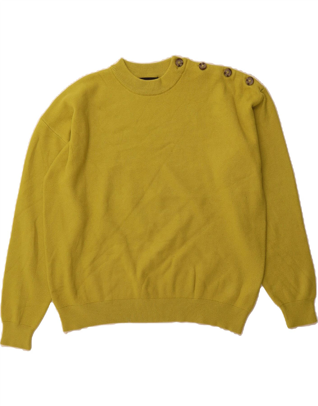 MARKS & SPENCER Womens Crew Neck Jumper Sweater UK 14 Medium Yellow Vintage Marks & Spencer and Second-Hand Marks & Spencer from Messina Hembry 