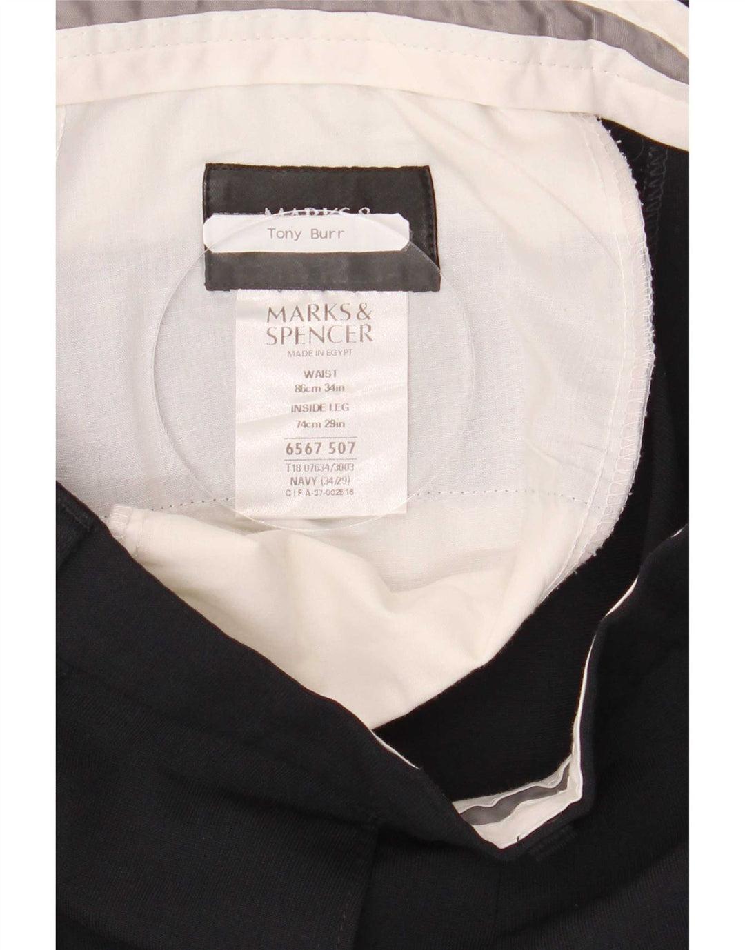 Marks & Spencer Pantalon de costume pour homme W34 L29 Bleu marine Polyester