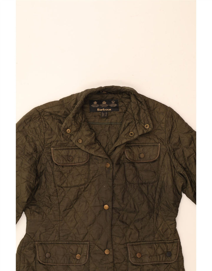 BARBOUR Womens Quilted Jacket UK 12 Medium Khaki Polyamide Vintage Barbour and Second-Hand Barbour from Messina Hembry 