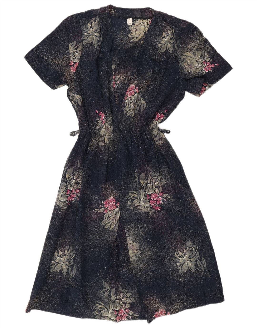 VINTAGE Ensemble 2 Pièces Femme IT 50 XL Bleu Marine Floral Polyester