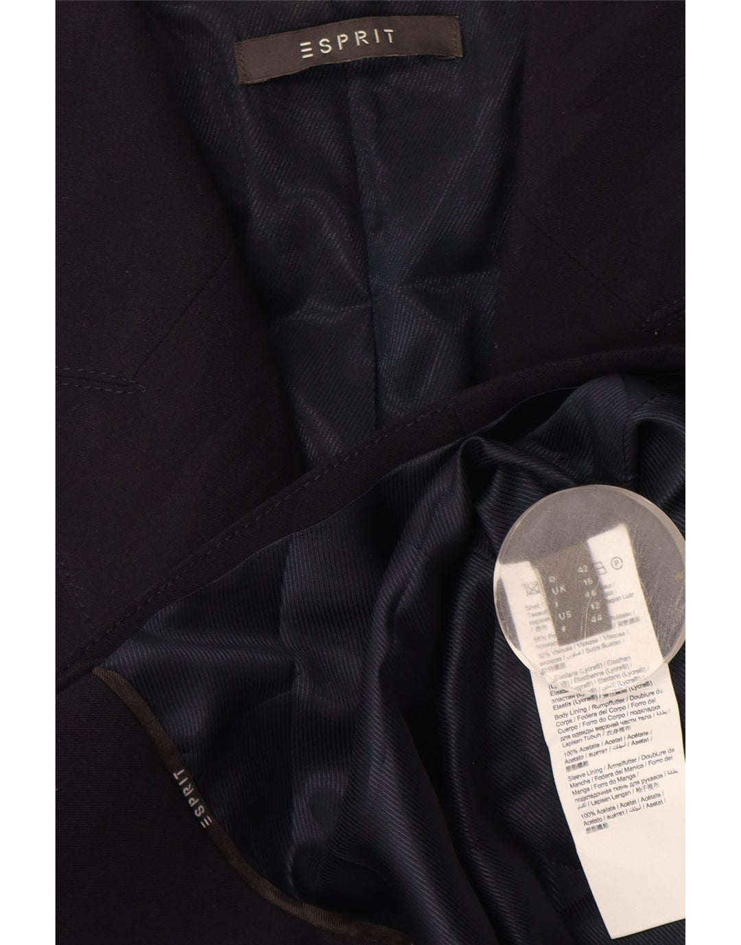 Esprit Veste Blazer 2 Boutons Femme UK 16 Large Bleu Marine Polyester