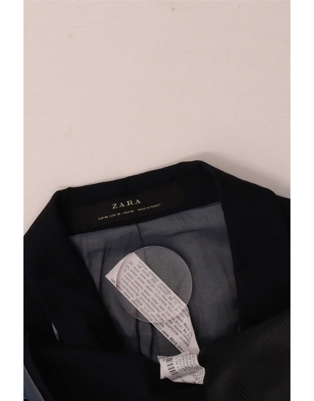 Zara Veste Blazer 2 Boutons Homme EU 46 Petit Bleu Marine Viscose