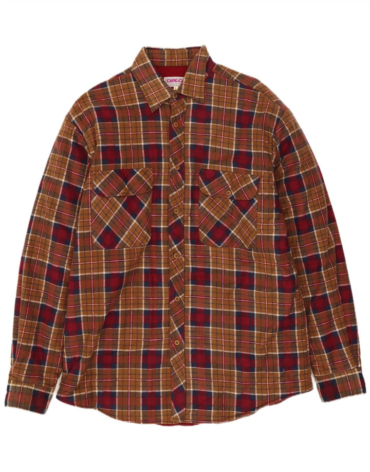 vintage Mens Lumberjack Flanelle Chemise Grand Marron Check Coton