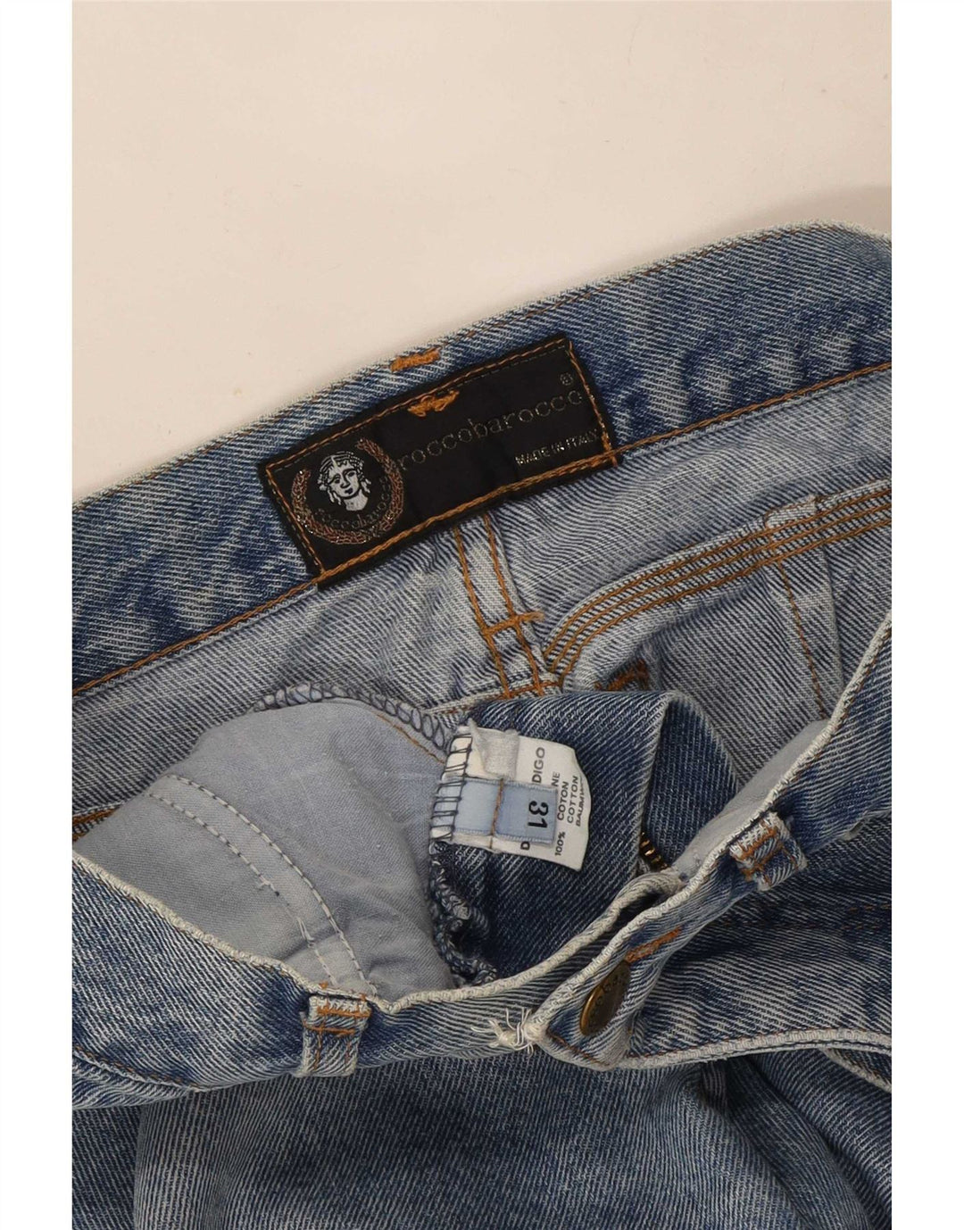 Roccobarocco Jean court femme W31 L25 coton bleu