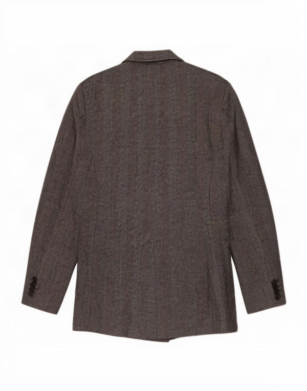 Zara Veste blazer double boutonnage pour femme UK 12 Gris moyen à chevrons