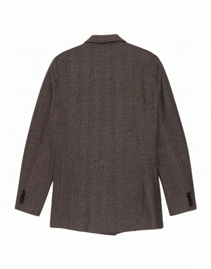 Zara Veste blazer double boutonnage pour femme UK 12 Gris moyen à chevrons