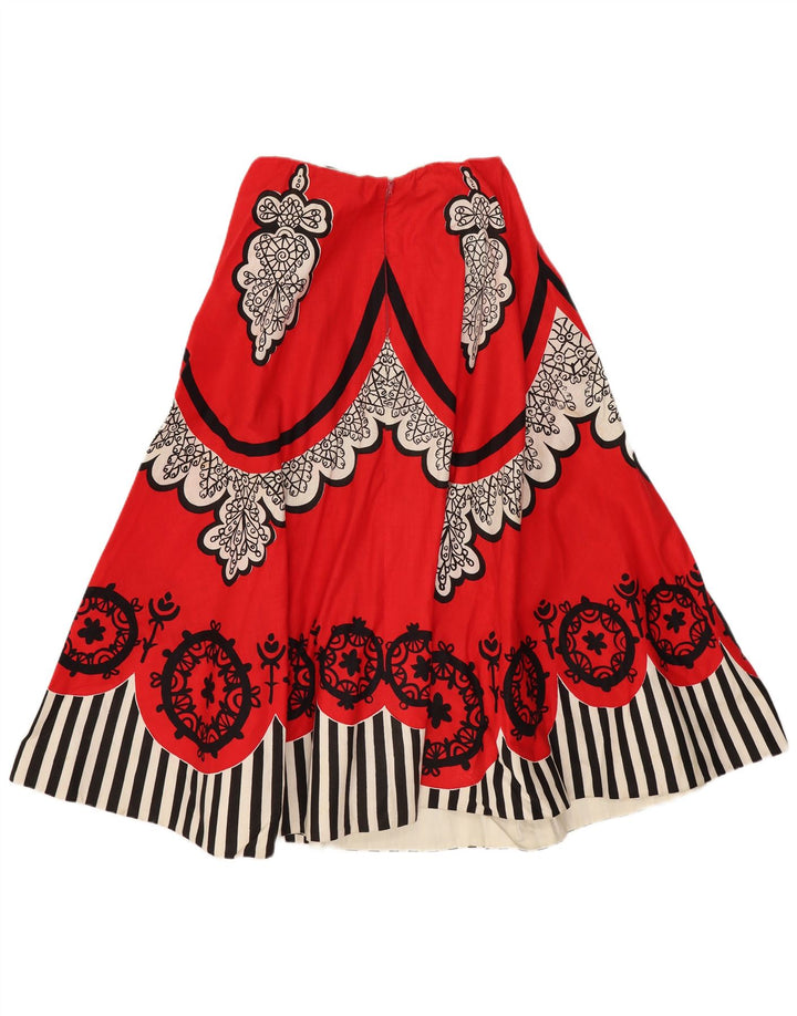 vintage Femmes A-Line Jupe W26 Petit Rouge Géométrique