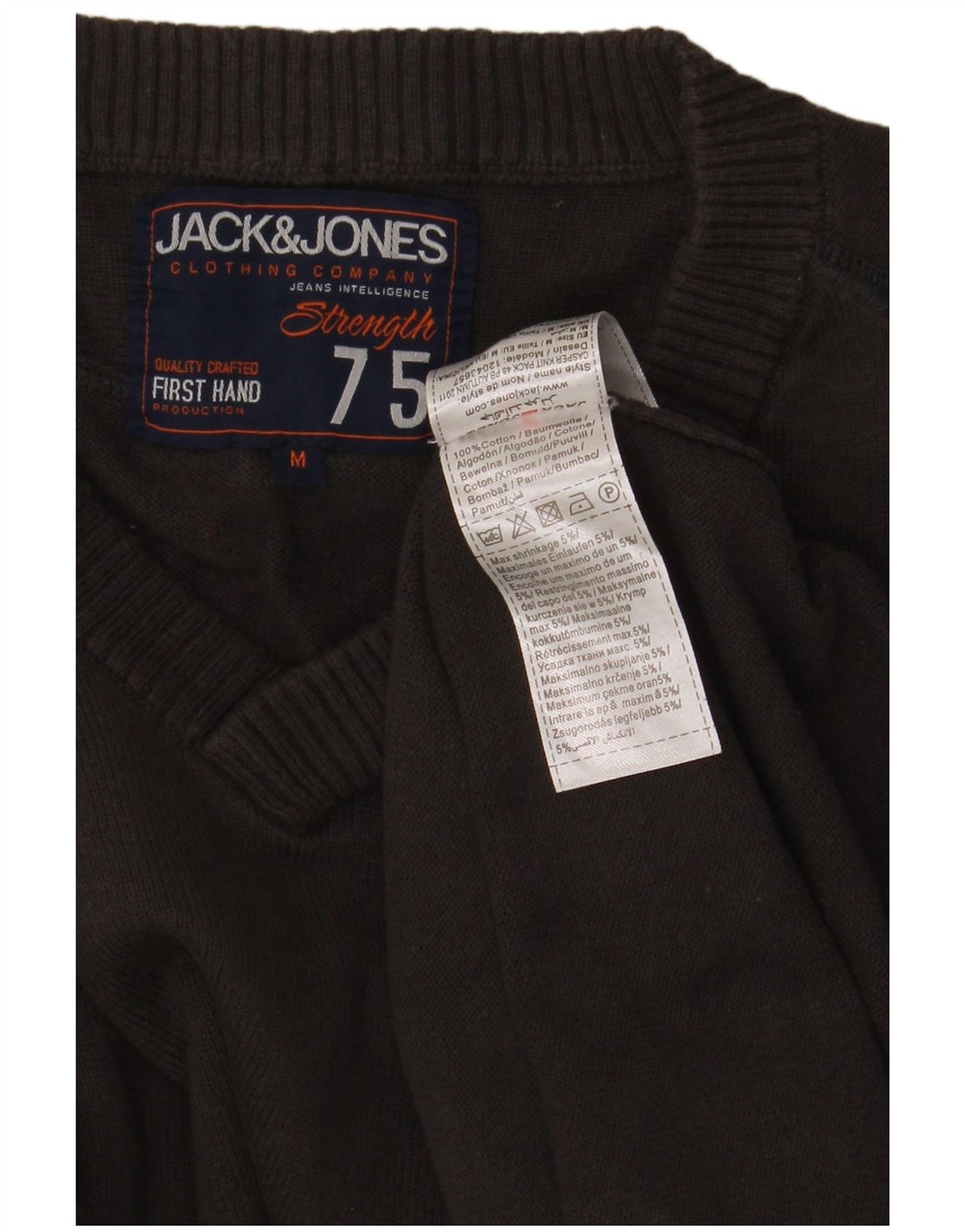 Jack & Jones Pull Col V Homme Gris Moyen Coton