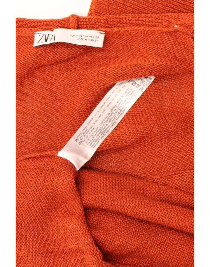 Zara Cardigan ouvert long pour femme UK 14 Viscose orange moyen