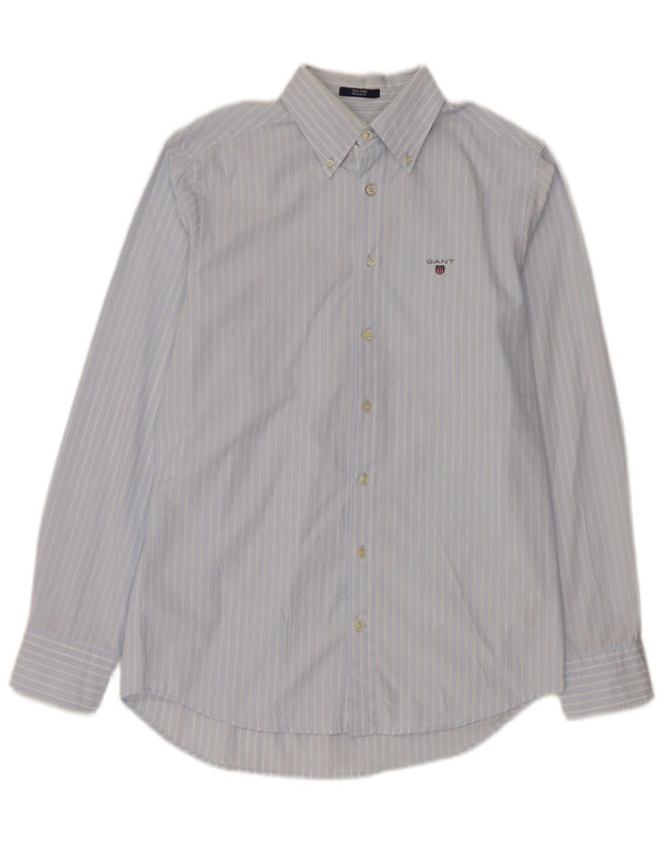 Gant Chemise coupe régulière pour homme Taille 37/38 15 Petit coton à fines rayures bleues
