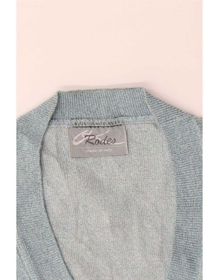 Rodes Pull Cardigan Homme Grand Carreau Bleu Acrylique