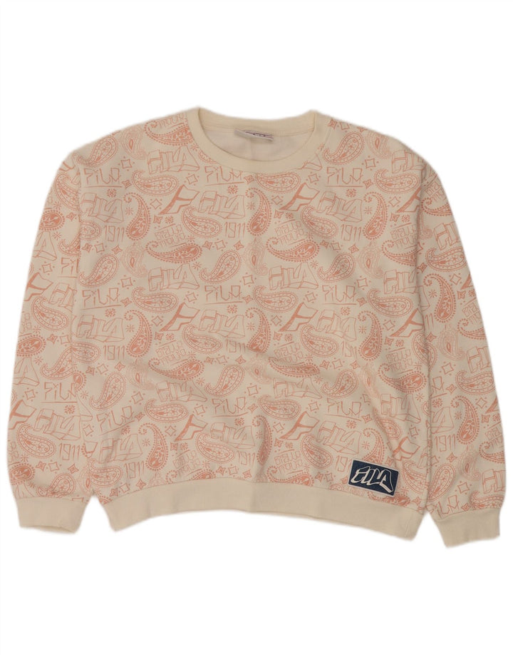 Fila Survêtement surdimensionné graphique pour femme UK 14 Medium Off White Paisley