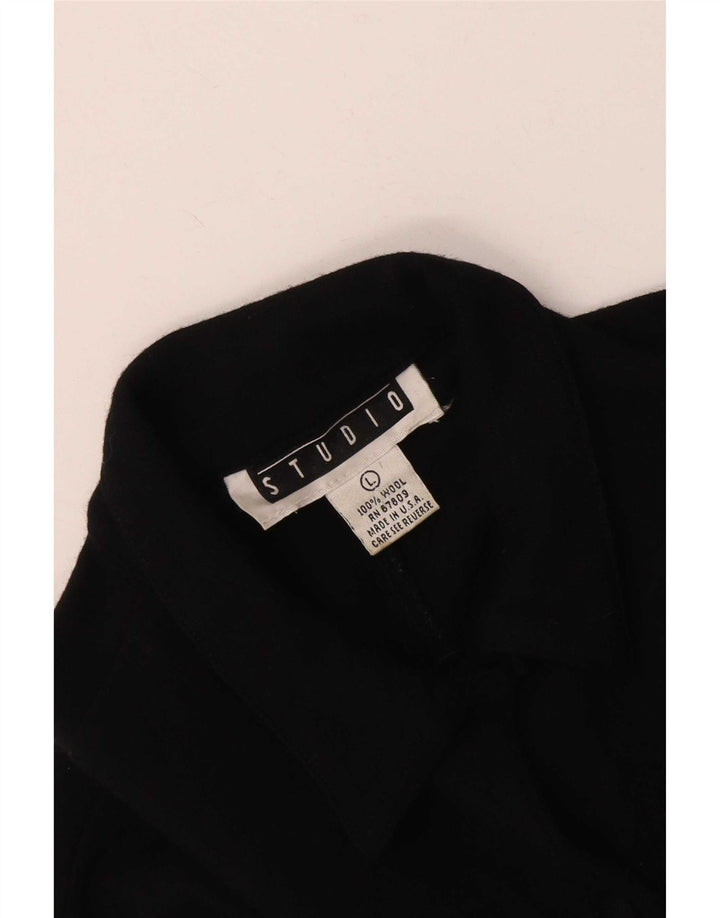 Studio Chemise à manches longues pour femme Coupe classique UK 44 Large Noir Laine Classique