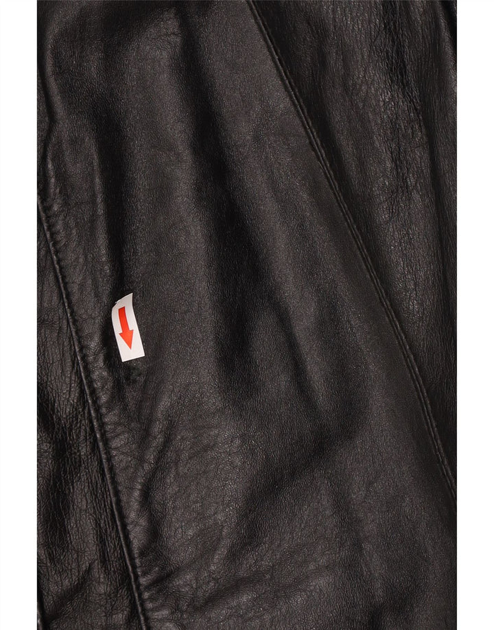 manteau en cuir femme vintage UK 14 Grand Noir