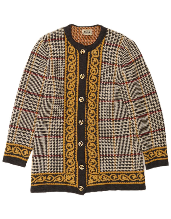 Liola Womens Cardigan Sweater UK 12 Medium Multicolore Pied-de-Poule Laine
