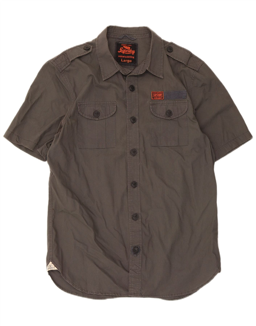 Superdry Chemise militaire à manches courtes pour hommes, grand coton gris