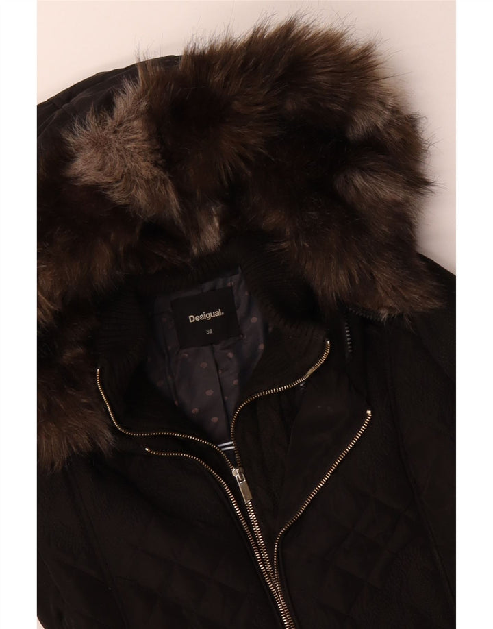 DESIGUAL Veste matelassée à capuche pour femme EU 38 Medium Black Paisley