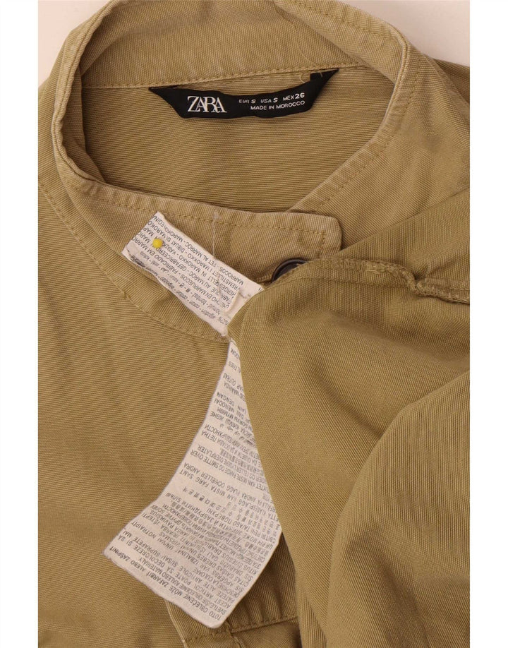 Zara Veste militaire surdimensionnée pour femme UK 10 Petit coton kaki