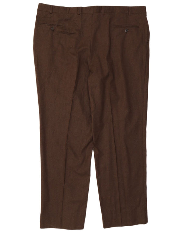 RALPH LAUREN Pantalon de costume à chevilles pour hommes W46 L33 Laine marron