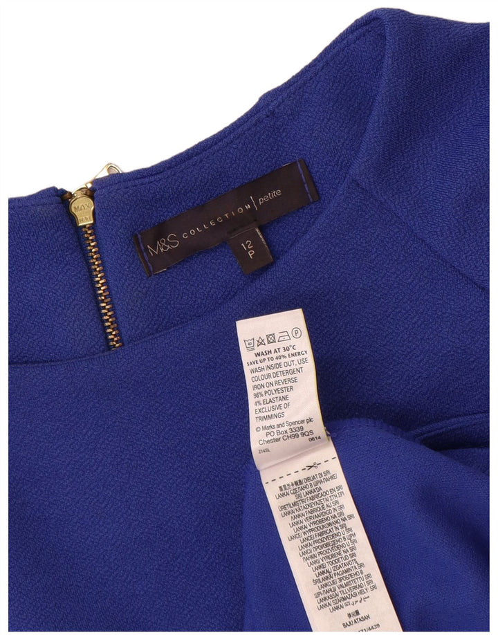 Marks & Spencer Robe droite à manches 3/4 pour femme Bleu moyen UK 12
