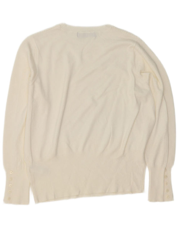 Marks & Spencer Pull à col rond pour femme UK 14 Large Blanc cassé
