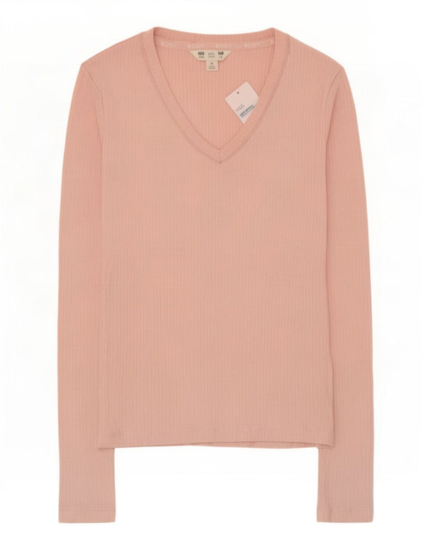Marks & Spencer Haut à manches longues pour femme UK 4 XS Rose Coton
