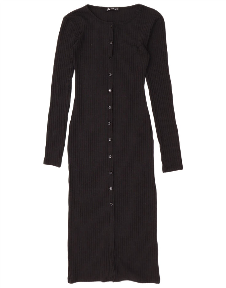 Zara Womens Longline Cardigan Sweater UK 8 Small Noir Polyester
