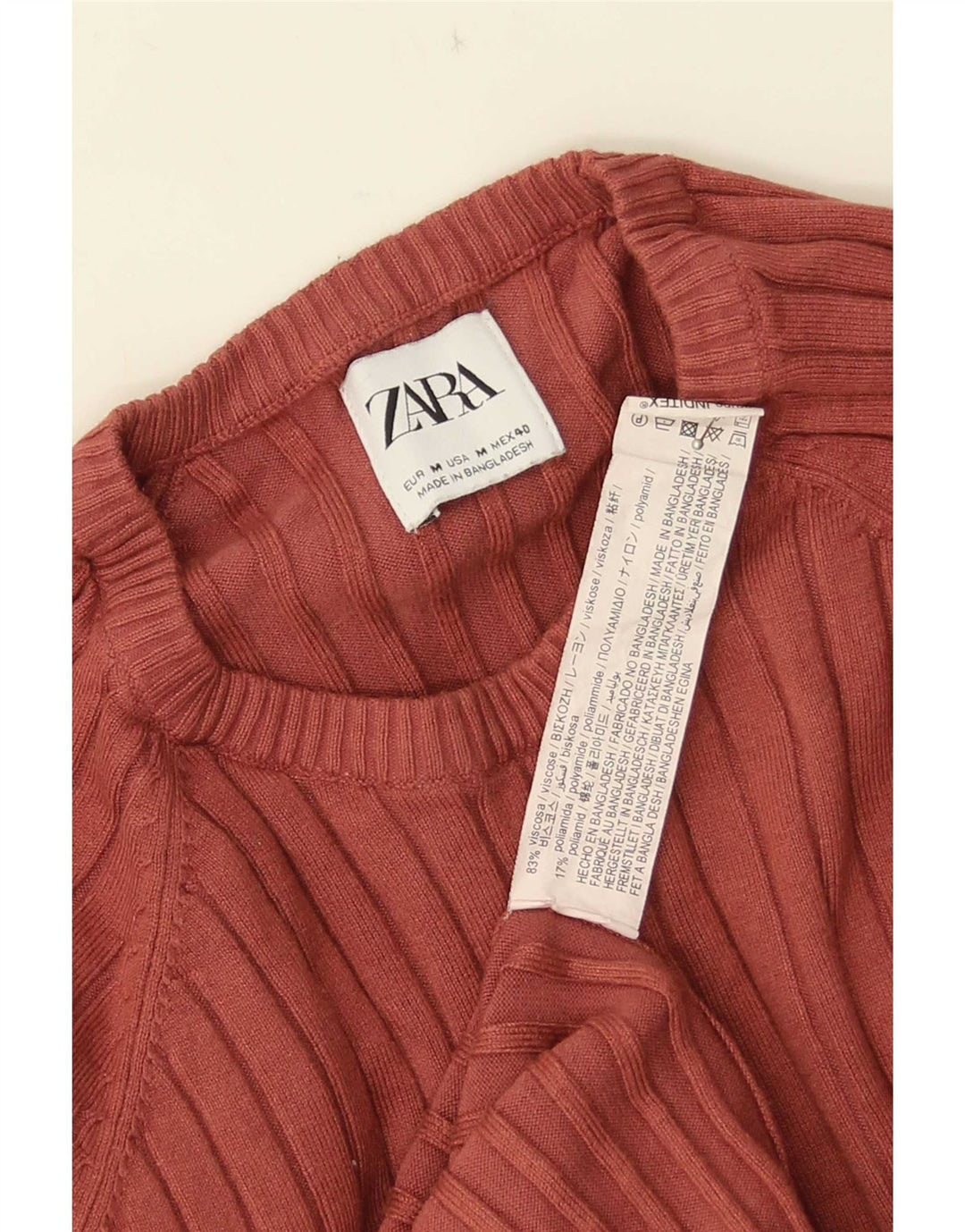 Zara Pull Col Rond Homme Marron Moyen Viscose