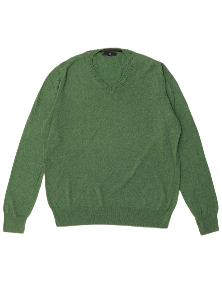 GAP Mens V-Neck Jumper Sweater Small Green