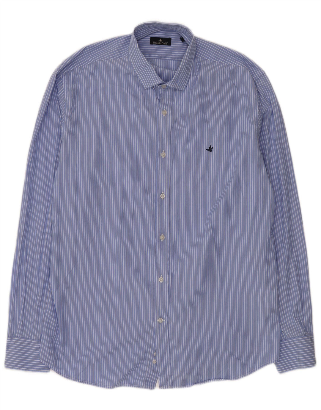 Chemise classique en coton à fines rayures bleu moyen pour hommes Brooksfield