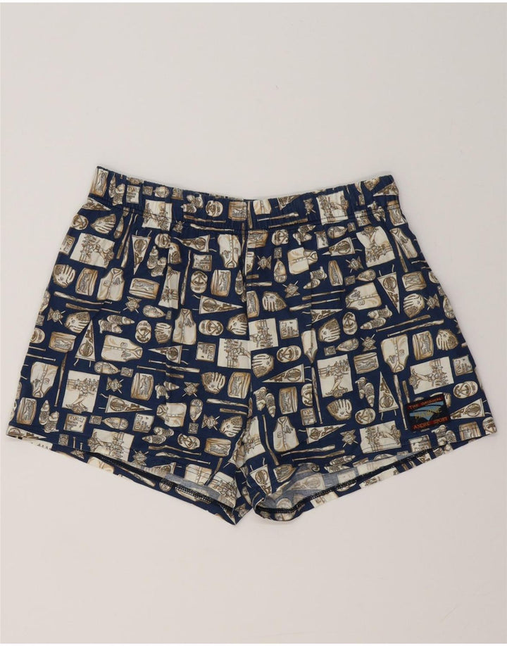 VINTAGE Short de bain homme grand bleu marine géométrique