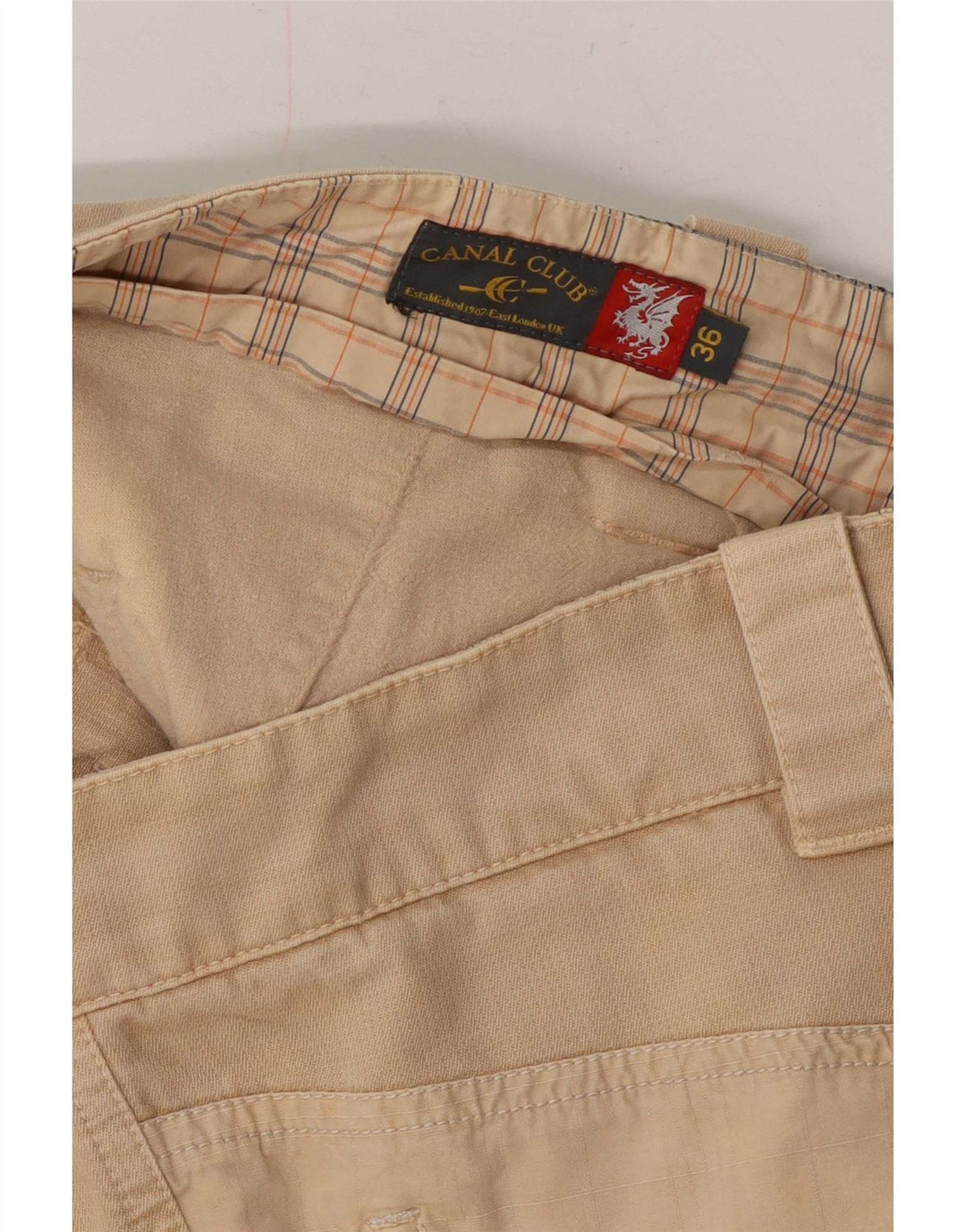 vintage Mens Graphic Chino Shorts W36 Grand Beige