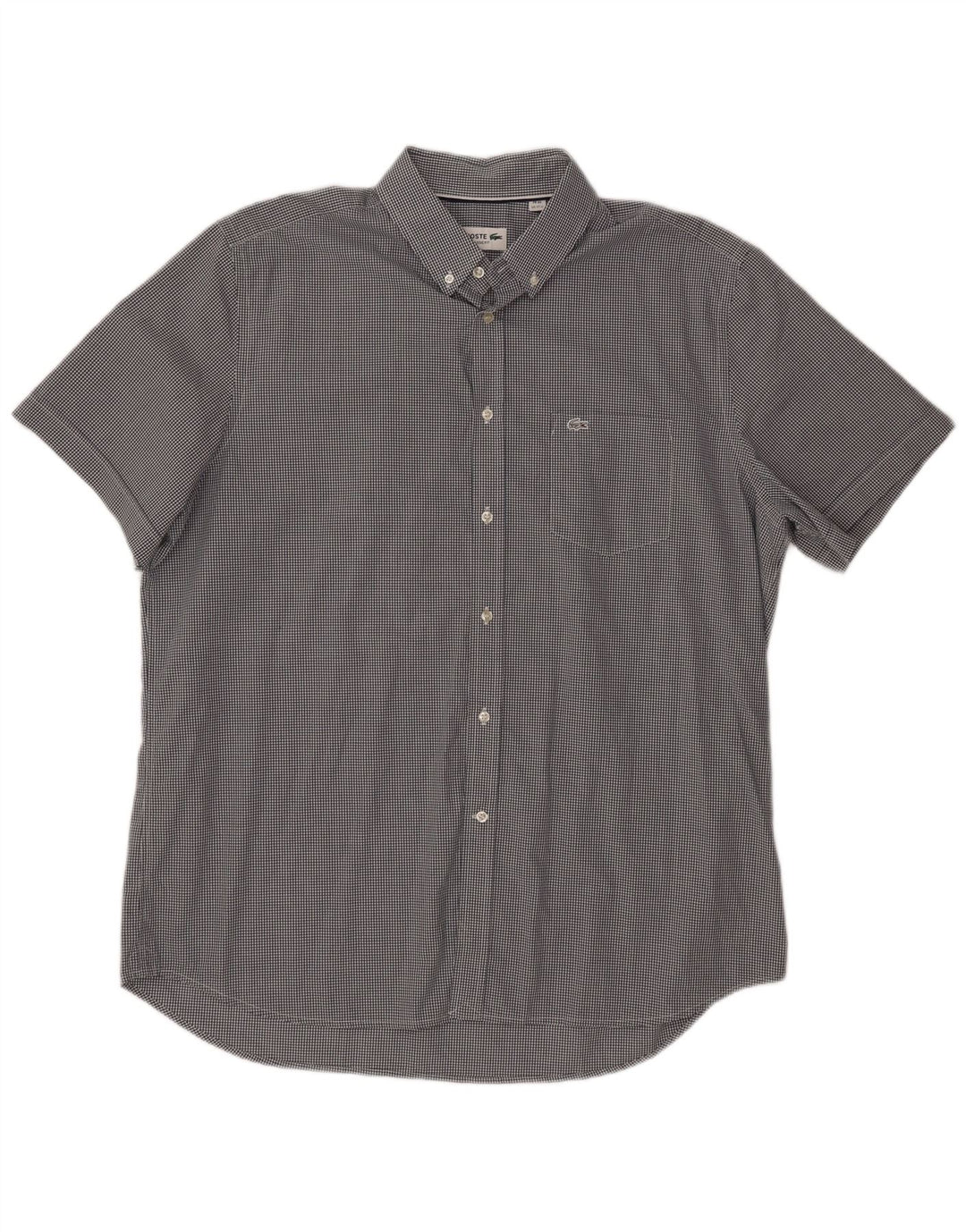 LACOSTE Chemise à manches courtes homme Taille 44 17 1/2 XL Vichy noir