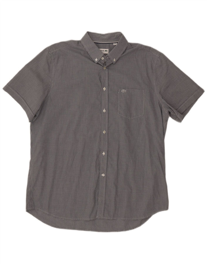 LACOSTE Chemise à manches courtes homme Taille 44 17 1/2 XL Vichy noir