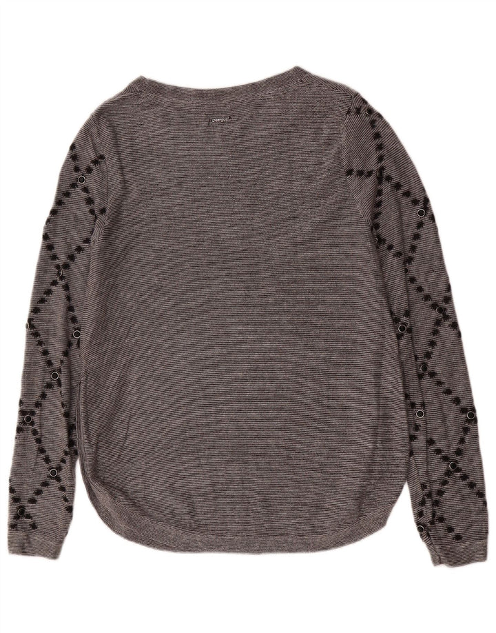 Desigual Haut graphique à manches longues pour femme UK 14 Gris moyen Paisley