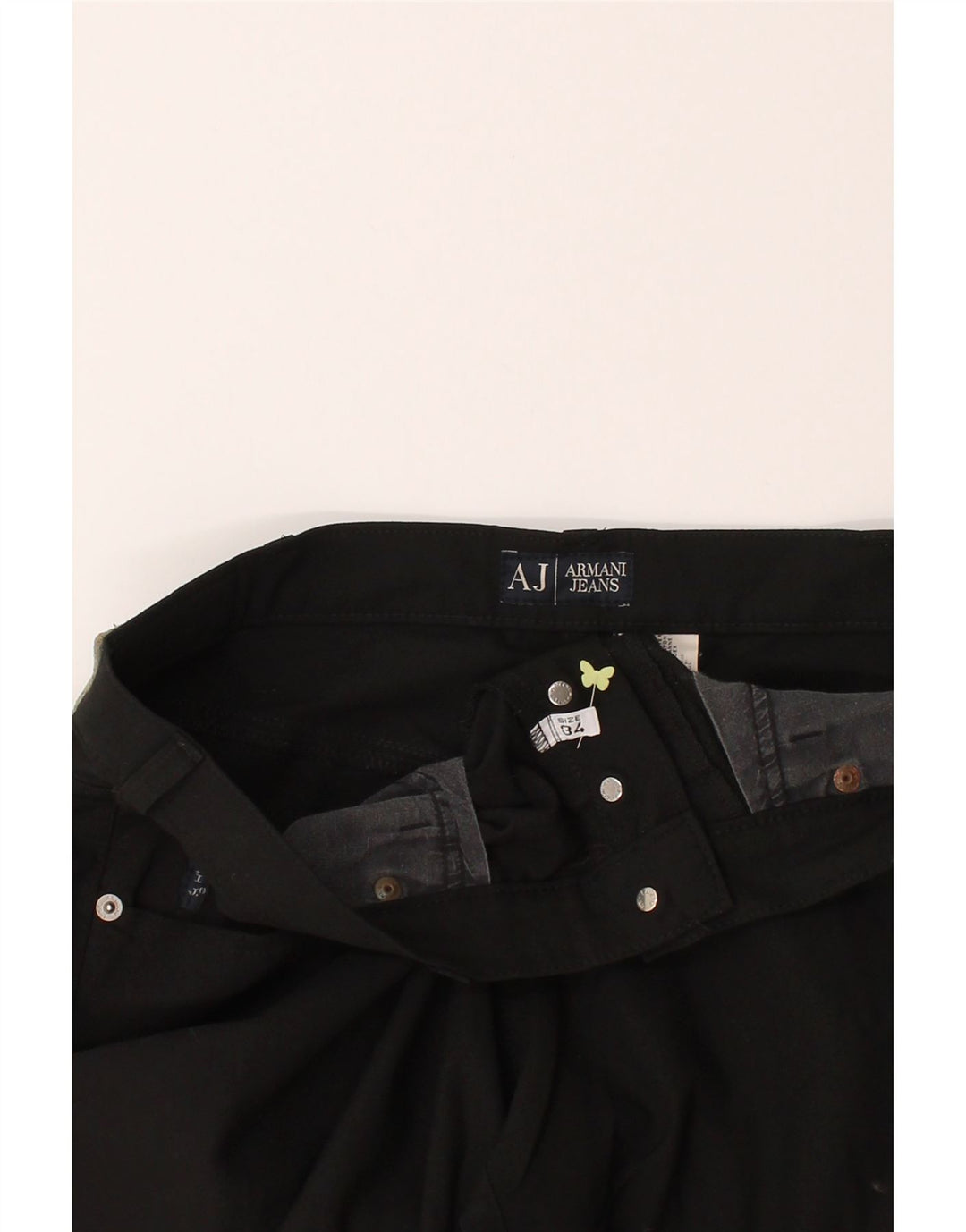 ARMANI Womens Straight Casual Trousers W34 L34 Black Polyester Vintage Armani and Second-Hand Armani from Messina Hembry 
