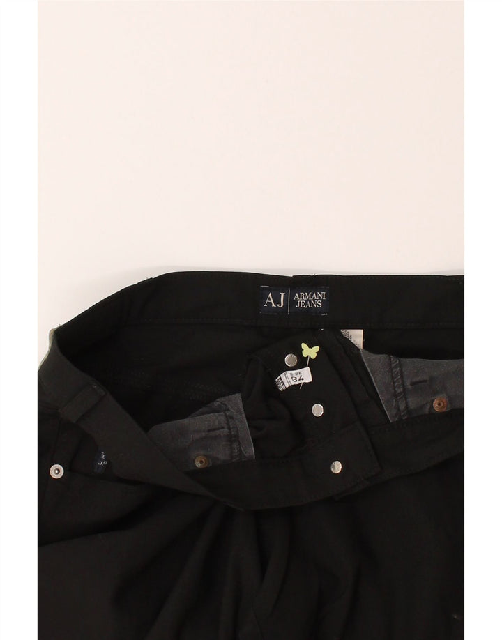 ARMANI Womens Straight Casual Trousers W34 L34 Black Polyester Vintage Armani and Second-Hand Armani from Messina Hembry 