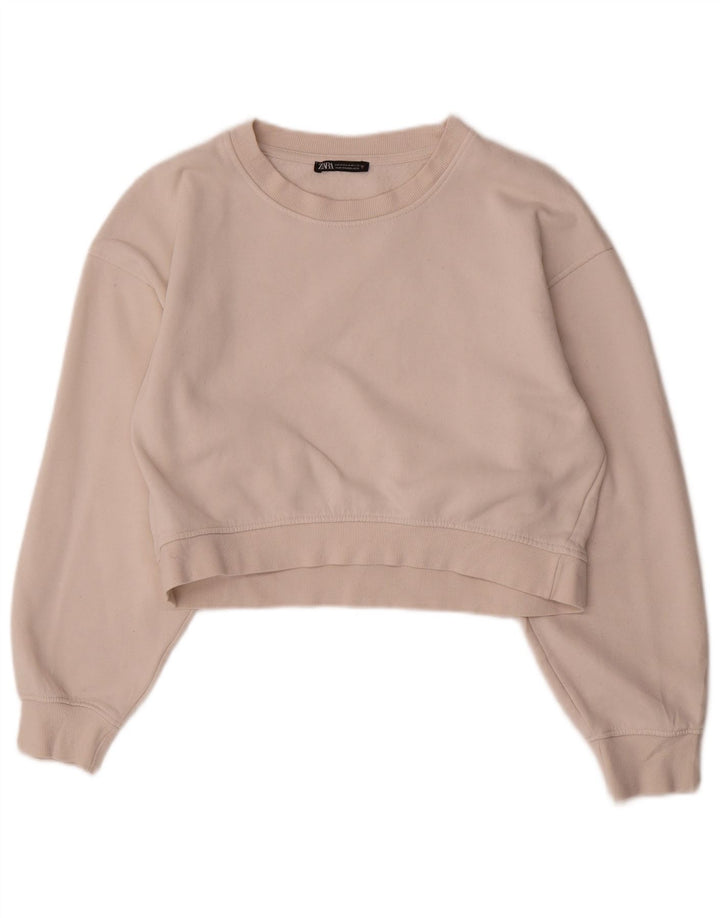 Zara Womens Crop Full Survêtement UK 14 Moyen Blanc Coton