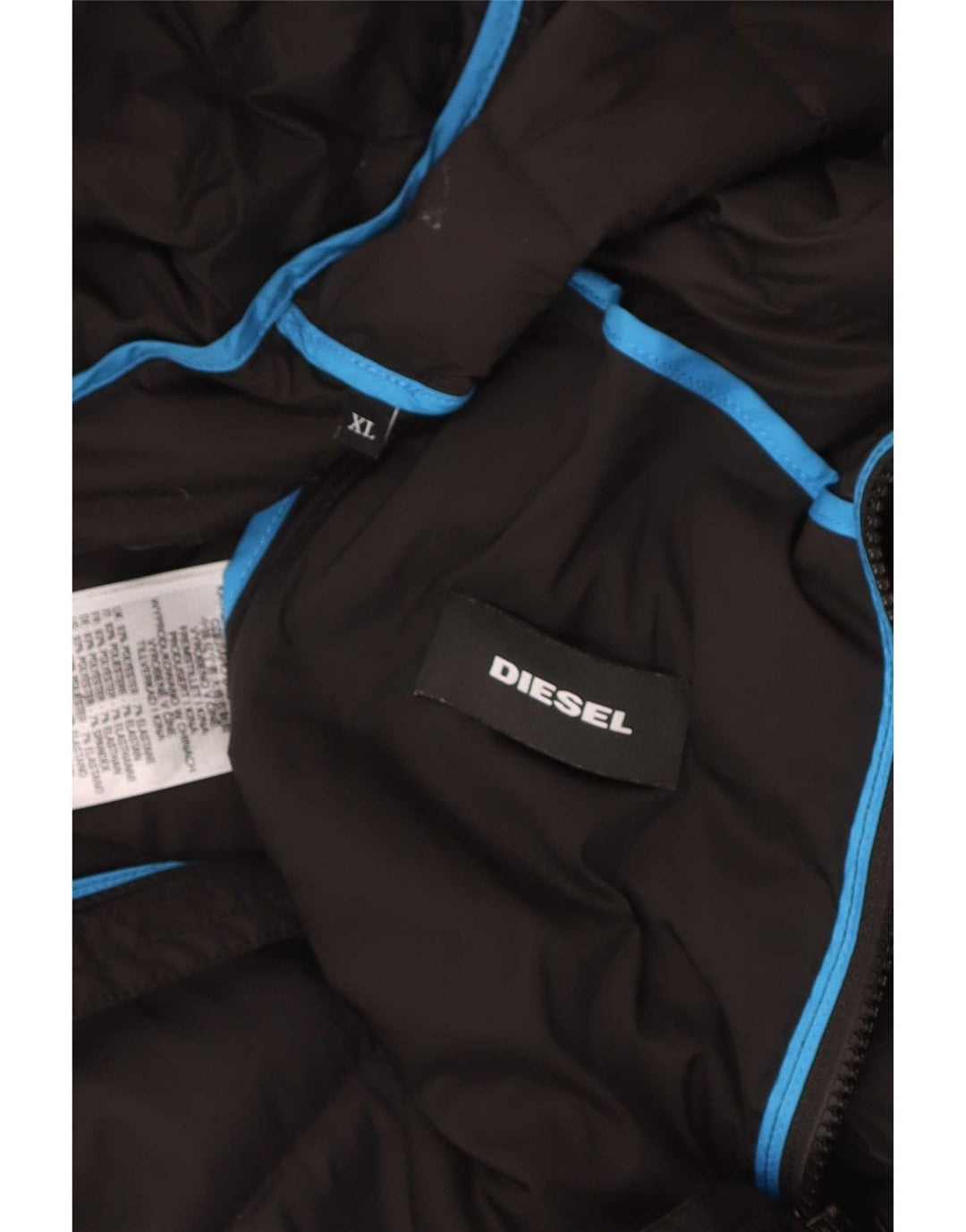 Diesel Veste matelassée à capuche pour hommes UK 42 XL Noir Polyester
