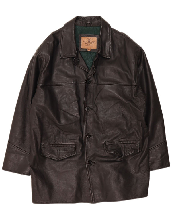 Ciro Citterio Manteau en cuir pour homme UK 44 2XL Bandes dessinées en cuir noir