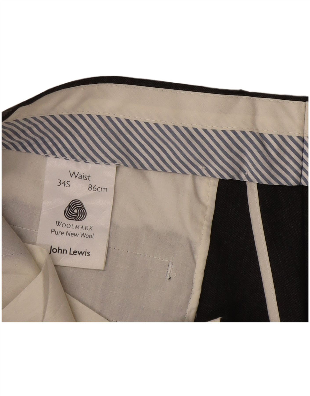 John Lewis Pantalon de costume droit pour homme W34 L29 Laine noire