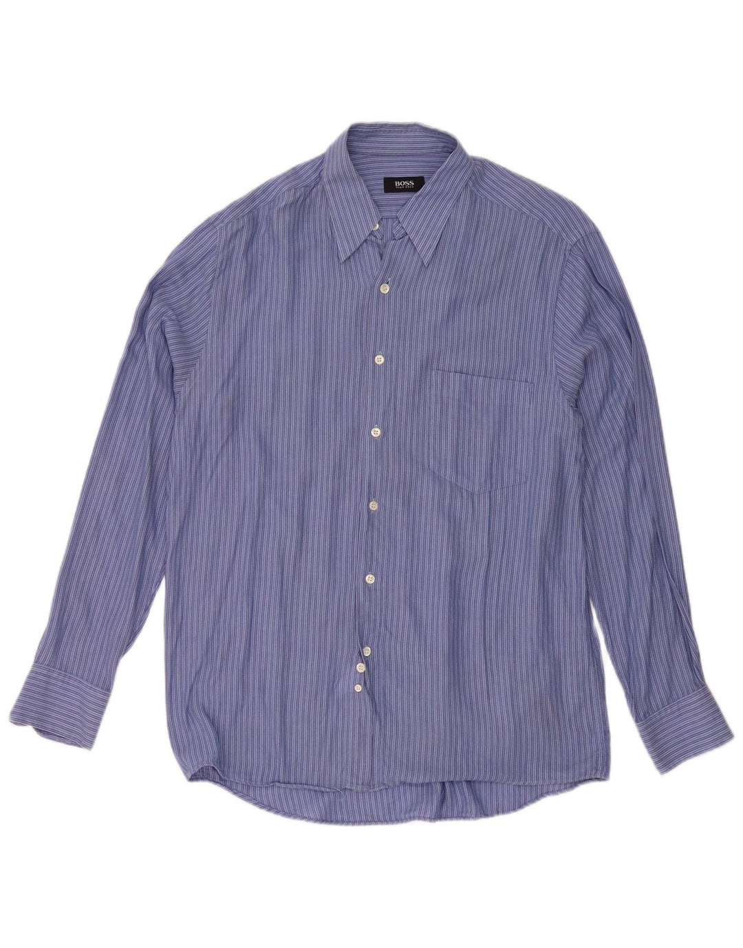 Hugo Boss Chemise Homme Taille 40 Bleu Moyen Rayé Coton Classique