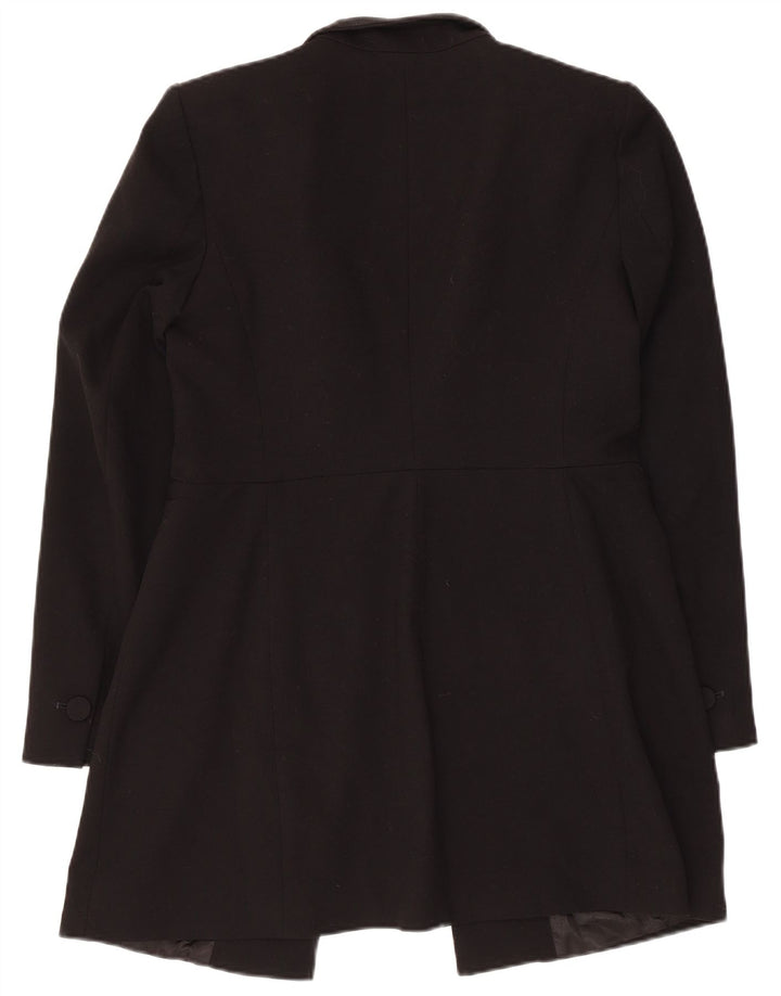 Zara Veste Blazer Ouverte Longue Femme UK 14 Large Acétate Noir
