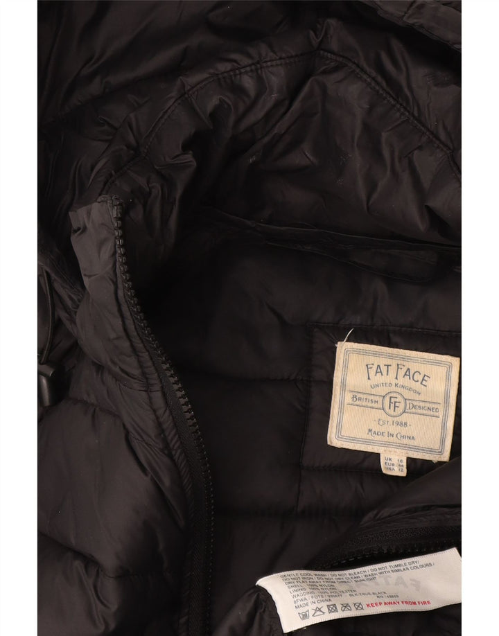 Fat Face Veste matelassée à capuche pour femme UK 16 Large Noir Nylon