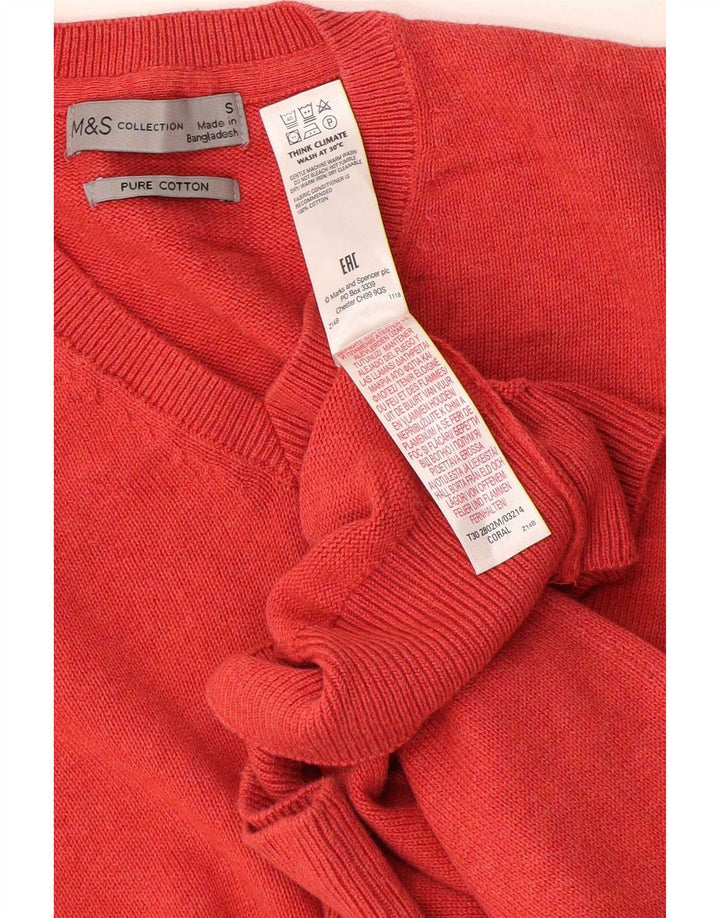 Marks & Spencer Pull col V pour homme en coton orange Taille S