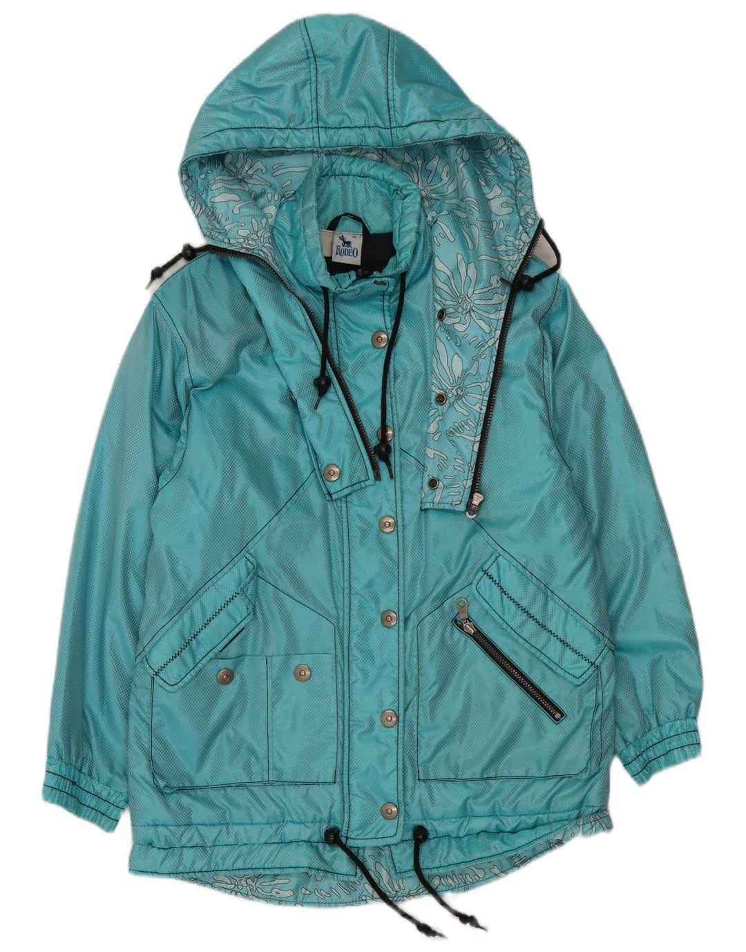 Rodeo Manteau coupe-vent surdimensionné à capuche pour femme IT 36 XS Bleu