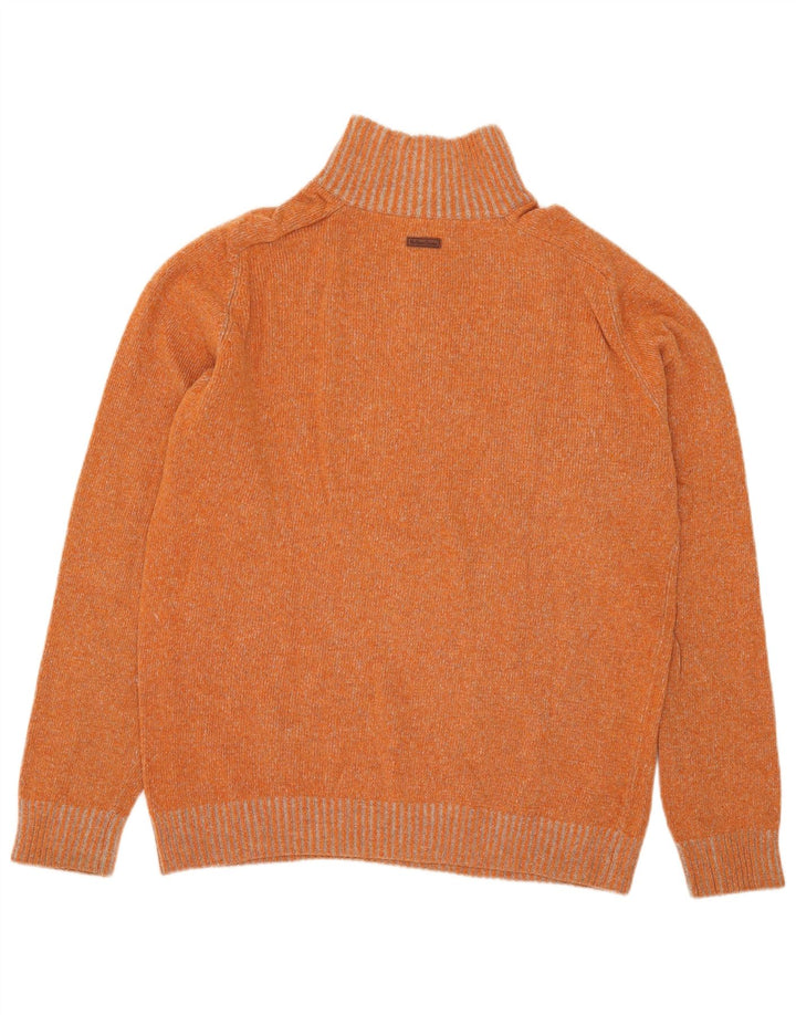 Marlboro Classics Pull col zippé pour homme XL en laine mouchetée orange