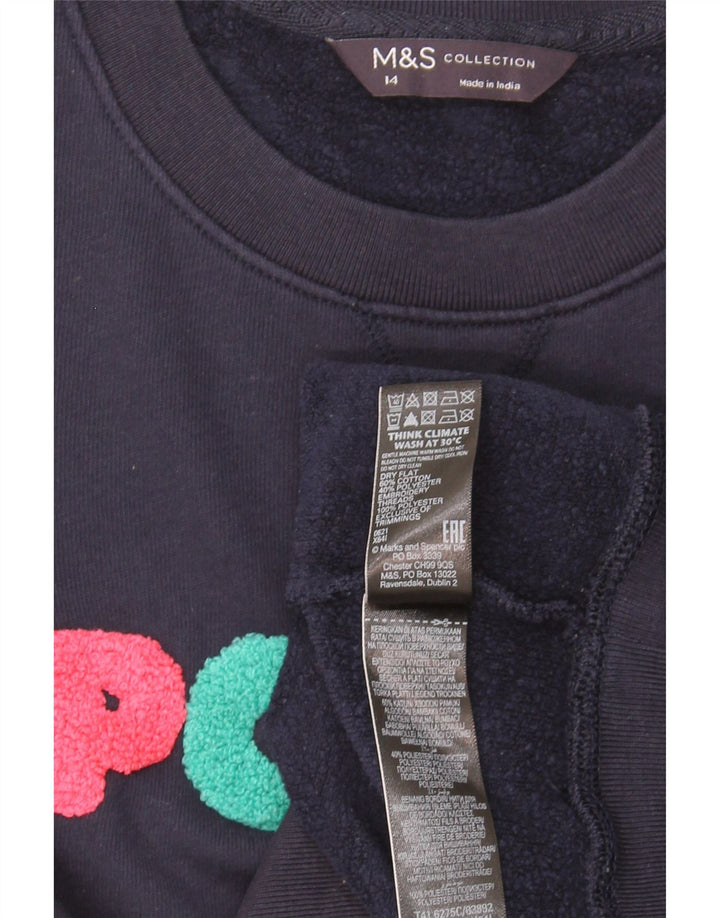 Marks & Spencer Sweat-shirt graphique pour femme UK 14 Large Bleu marine